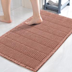 imageHVERSAILTEX Waffle Bath Mat Super Absorbent Bathroom Mats Non Slip Bath Rugs for Bathroom Floor Machine Washable Ultra Soft Bathroom Rugs for Beside Tub 32 x 20 Plus 24 x 17  Inches Irish CreamSoft Pink