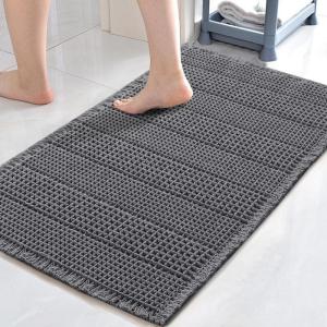 imageHVERSAILTEX Waffle Bath Mat Super Absorbent Bathroom Mats Non Slip Bath Rugs for Bathroom Floor Machine Washable Ultra Soft Bathroom Rugs for Beside Tub 32 x 20 Plus 24 x 17  Inches Irish CreamGrey