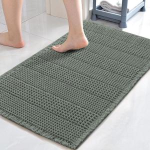 imageHVERSAILTEX Waffle Bath Mat Super Absorbent Bathroom Mats Non Slip Bath Rugs for Bathroom Floor Machine Washable Ultra Soft Bathroom Rugs for Beside Tub 32 x 20 Plus 24 x 17  Inches Irish CreamLichen