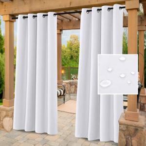 imageHVERSAILTEX White Indoor Outdoor Curtains for Patio Waterproof Stainless Steel Silver Grommet Thermal Insulated Light Blocking Outdoor Drapes for DeckGazebo Pure White 52x108 Inch 1 PanelPure White