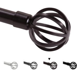 imageHVERSAILTEX Window Curtain Rods for Windows 28 to 48 Inches Adjustable Decorative 34 Inch Diameter Standard Single Window Curtain Rod Set with Round Cage Finials NickelBronze