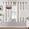 imageHVERSAILTEX 100 Blackout Curtains Linen Textured Chenille Curtains Thermal Insulated Curtain 84 Inches Long with White Flocking Coating Back 2 Panels Heathered IvoryNot SolidHeathered Ivory