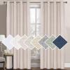 imageHVERSAILTEX 100 Blackout Curtains for Bedroom 84 Inches Long Grommet Linen Face Full Light Blocking Curtain Drapes for Living Room Thermal Linen Look Curtains 2 Panels Set 52quot W x 84quot L NavyNatural