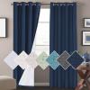 imageHVERSAILTEX 100 Blackout Curtains for Bedroom 84 Inches Long Grommet Linen Face Full Light Blocking Curtain Drapes for Living Room Thermal Linen Look Curtains 2 Panels Set 52quot W x 84quot L NavyNavy
