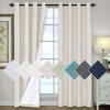 imageHVERSAILTEX 100 Blackout Curtains for Bedroom 84 Inches Long Grommet Linen Face Full Light Blocking Curtain Drapes for Living Room Thermal Linen Look Curtains 2 Panels Set 52quot W x 84quot L NavyAntique White
