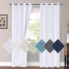 imageHVERSAILTEX 100 Blackout Curtains for Bedroom 84 Inches Long Grommet Linen Face Full Light Blocking Curtain Drapes for Living Room Thermal Linen Look Curtains 2 Panels Set 52quot W x 84quot L NavyBright White