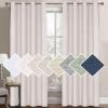 imageHVERSAILTEX 100 Blackout Curtains for Bedroom 84 Inches Long Grommet Linen Face Full Light Blocking Curtain Drapes for Living Room Thermal Linen Look Curtains 2 Panels Set 52quot W x 84quot L NavyIvory