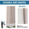 imageHVERSAILTEX 100 Blackout Curtains for Bedroom 84 Inches Long Grommet Linen Face Full Light Blocking Curtain Drapes for Living Room Thermal Linen Look Curtains 2 Panels Set 52quot W x 84quot L NavyNatural