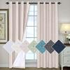 imageHVERSAILTEX 100 Blackout Curtains for Bedroom 84 Inches Long Grommet Linen Face Full Light Blocking Curtain Drapes for Living Room Thermal Linen Look Curtains 2 Panels Set 52quot W x 84quot L NavyNatural