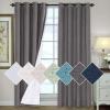 imageHVERSAILTEX 100 Blackout Curtains for Bedroom 84 Inches Long Grommet Linen Face Full Light Blocking Curtain Drapes for Living Room Thermal Linen Look Curtains 2 Panels Set 52quot W x 84quot L NavyGrey