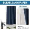 imageHVERSAILTEX 100 Blackout Curtains for Bedroom 84 Inches Long Grommet Linen Face Full Light Blocking Curtain Drapes for Living Room Thermal Linen Look Curtains 2 Panels Set 52quot W x 84quot L NavyNavy