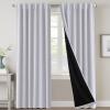 imageHVERSAILTEX 100 Blackout Curtains for Bedroom with Black Liner Full Room Darkening Curtains 96 Inch Long Thermal Insulated Back TabRod Pocket Window Drapes for Living Room 2 Panels Natural SandGreyish White