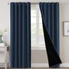imageHVERSAILTEX 100 Blackout Curtains for Bedroom with Black Liner Full Room Darkening Curtains 96 Inch Long Thermal Insulated Back TabRod Pocket Window Drapes for Living Room 2 Panels Natural SandNavy