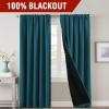 imageHVERSAILTEX 100 Blackout Curtains for Bedroom with Black Liner Full Room Darkening Curtains 96 Inch Long Thermal Insulated Back TabRod Pocket Window Drapes for Living Room 2 Panels Natural SandDark Teal