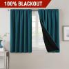 imageHVERSAILTEX 100 Blackout Curtains for Bedroom with Black Liner Full Room Darkening Curtains 96 Inch Long Thermal Insulated Back TabRod Pocket Window Drapes for Living Room 2 Panels Natural SandDark Teal