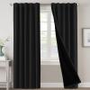 imageHVERSAILTEX 100 Blackout Curtains for Bedroom with Black Liner Full Room Darkening Curtains 96 Inch Long Thermal Insulated Back TabRod Pocket Window Drapes for Living Room 2 Panels Natural SandJet Black