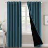 imageHVERSAILTEX 100 Blackout Curtains for Bedroom with Black Liner Full Room Darkening Curtains 96 Inch Long Thermal Insulated Back TabRod Pocket Window Drapes for Living Room 2 Panels Natural SandDark Teal