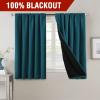 imageHVERSAILTEX 100 Blackout Curtains for Bedroom with Black Liner Full Room Darkening Curtains 96 Inch Long Thermal Insulated Back TabRod Pocket Window Drapes for Living Room 2 Panels Natural SandDark Teal