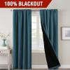 imageHVERSAILTEX 100 Blackout Curtains for Bedroom with Black Liner Full Room Darkening Curtains 96 Inch Long Thermal Insulated Back TabRod Pocket Window Drapes for Living Room 2 Panels Natural SandDark Teal