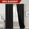 imageHVERSAILTEX 100 Blackout Curtains for Bedroom with Black Liner Full Room Darkening Curtains 96 Inch Long Thermal Insulated Back TabRod Pocket Window Drapes for Living Room 2 Panels Natural SandJet Black