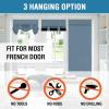 imageHVERSAILTEX 100 Blackout French Door Curtain Privacy French Door Blinds Light Blocking Curtain for Sliding Glass Door Thermal Insulated Tie Up Shade 26x68 Inches 1 Panel Natural SandStone Blue