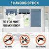 imageHVERSAILTEX 100 Blackout French Door Curtain Privacy French Door Blinds Light Blocking Curtain for Sliding Glass Door Thermal Insulated Tie Up Shade 26x68 Inches 1 Panel Natural SandStone Blue