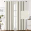 imageHVERSAILTEX 100 Blackout Linen Curtains Thermal Curtains for Living Room ampamp Bedroom Textured Burlap Curtains with Double Face Linen Grommet Top 52 x 84 Inch 2 Panels  Heather IvoryHeather Ivory