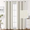 imageHVERSAILTEX 100 Blackout Linen Curtains Thermal Curtains for Living Room ampamp Bedroom Textured Burlap Curtains with Double Face Linen Grommet Top 52 x 84 Inch 2 Panels  Heather IvoryHeather Ivory