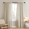 imageHVERSAILTEX Linen Farmhouse Curtains for Living Room Bedroom 84 Inches Long Birch Off White Neutral Boho Curtain Light Filtering Back Tab Curtains Drapes 2 Panels Set Border with TrimmingsNatural