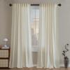 imageHVERSAILTEX Linen Farmhouse Curtains for Living Room Bedroom 84 Inches Long Birch Off White Neutral Boho Curtain Light Filtering Back Tab Curtains Drapes 2 Panels Set Border with TrimmingsCream Border With Trimmings