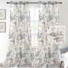 imageHVERSAILTEX Linen Sheer Curtains for Living Room Curtains 63 Inches Long Light Filtering Rod Pocket Window Sheer Linen Curtains for Bedroom 2 Panels Classical Floral Printing Bluestone and TaupeBluestoneTaupe
