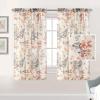 imageHVERSAILTEX Linen Sheer Curtains for Living Room Curtains 63 Inches Long Light Filtering Rod Pocket Window Sheer Linen Curtains for Bedroom 2 Panels Classical Floral Printing Bluestone and TaupeCoralTaupe