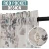 imageHVERSAILTEX Linen Sheer Curtains for Living Room Curtains 63 Inches Long Light Filtering Rod Pocket Window Sheer Linen Curtains for Bedroom 2 Panels Classical Floral Printing Bluestone and TaupeTurquoiseTaupe