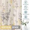imageHVERSAILTEX Linen Sheer Curtains for Living Room Curtains 63 Inches Long Light Filtering Rod Pocket Window Sheer Linen Curtains for Bedroom 2 Panels Classical Floral Printing Bluestone and TaupeYellowTaupe