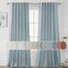 imageHVERSAILTEX Natural Linen Curtains 96 inches Long for Living Room 2 Panels Back Tab Loop Pocket Textured Light Filtering Semi Sheer Rustic Farmhouse Boho Curtain for Bedroom Heathered WhiteStone Blue