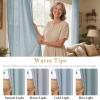 imageHVERSAILTEX Natural Linen Grommet Curtains 84 Inch Length for Living Room 2 Panel Drape Semi Sheer Neutral Country Rustic Farmhouse Boho Curtain Bedroom Muslin Look Light Filtering Heathered NaturalCloud Blue