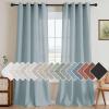 imageHVERSAILTEX Natural Linen Grommet Curtains 84 Inch Length for Living Room 2 Panel Drape Semi Sheer Neutral Country Rustic Farmhouse Boho Curtain Bedroom Muslin Look Light Filtering Heathered NaturalCloud Blue