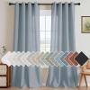 imageHVERSAILTEX Natural Linen Grommet Curtains 84 Inch Length for Living Room 2 Panel Drape Semi Sheer Neutral Country Rustic Farmhouse Boho Curtain Bedroom Muslin Look Light Filtering Heathered NaturalStone Blue