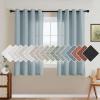 imageHVERSAILTEX Natural Linen Grommet Curtains 84 Inch Length for Living Room 2 Panel Drape Semi Sheer Neutral Country Rustic Farmhouse Boho Curtain Bedroom Muslin Look Light Filtering Heathered NaturalCloud Blue
