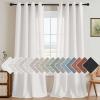 imageHVERSAILTEX Natural Linen Grommet Curtains 84 Inch Length for Living Room 2 Panel Drape Semi Sheer Neutral Country Rustic Farmhouse Boho Curtain Bedroom Muslin Look Light Filtering Heathered NaturalHeathered White