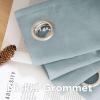 imageHVERSAILTEX Natural Linen Grommet Curtains 84 Inch Length for Living Room 2 Panel Drape Semi Sheer Neutral Country Rustic Farmhouse Boho Curtain Bedroom Muslin Look Light Filtering Heathered NaturalCloud Blue