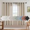 imageHVERSAILTEX Natural Linen Grommet Curtains 84 Inch Length for Living Room 2 Panel Drape Semi Sheer Neutral Country Rustic Farmhouse Boho Curtain Bedroom Muslin Look Light Filtering Heathered NaturalCastle Wall