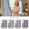 imageHVERSAILTEX Natural Linen Grommet Curtains 84 Inch Length for Living Room 2 Panel Drape Semi Sheer Neutral Country Rustic Farmhouse Boho Curtain Bedroom Muslin Look Light Filtering Heathered NaturalStone Blue