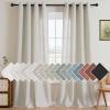 imageHVERSAILTEX Natural Linen Grommet Curtains 84 Inch Length for Living Room 2 Panel Drape Semi Sheer Neutral Country Rustic Farmhouse Boho Curtain Bedroom Muslin Look Light Filtering Heathered NaturalPale Oak