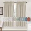 imageHVERSAILTEX Natural Linen Rod Pocket Curtains 84 Inch Length for Living Room 2 Panel Pocket Drape Semi Sheer Neutral Country Rustic Farmhouse Boho Curtain Bedroom Light Filtering Heathered NaturalCastle Wall