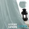 imageHVERSAILTEX Natural Linen Rod Pocket Curtains 84 Inch Length for Living Room 2 Panel Pocket Drape Semi Sheer Neutral Country Rustic Farmhouse Boho Curtain Bedroom Light Filtering Heathered NaturalCloud Blue
