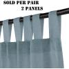 imageHVERSAILTEX Natural Linen Tab Top Curtains 84 Inch Length for Living Room 2 Panel Drape Semi Sheer Neutral Country Rustic Farmhouse Boho Curtain Bedroom Muslin Look Light Filtering Heathered NaturalStone Blue
