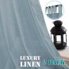 imageHVERSAILTEX Natural Linen Tab Top Curtains 84 Inch Length for Living Room 2 Panel Drape Semi Sheer Neutral Country Rustic Farmhouse Boho Curtain Bedroom Muslin Look Light Filtering Heathered NaturalStone Blue