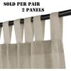 imageHVERSAILTEX Natural Linen Tab Top Curtains 84 Inch Length for Living Room 2 Panel Drape Semi Sheer Neutral Country Rustic Farmhouse Boho Curtain Bedroom Muslin Look Light Filtering Heathered NaturalCastle Wall