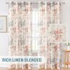 imageHVERSAILTEX Sheer Linen Curtains 84 Inch Long Semi Sheer Curtains Draperies for Living RoomBedroom Vintage Classical Floral Printing Window Treatment Grommet 2 Panels Yellow and TaupeGrommet Top  CoralTaupe